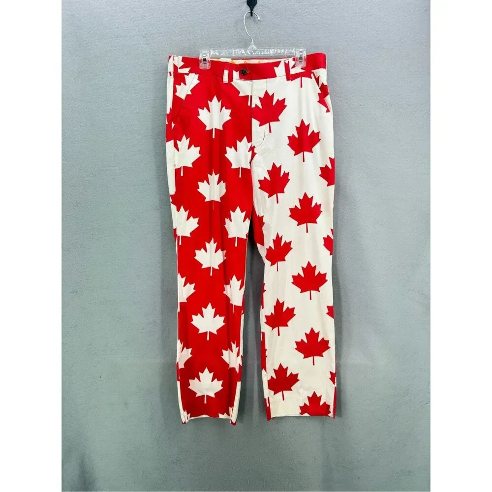 Loudmouth Canada Maple Leaf Men's Heritage Pant Size 36x32 - Picture 2 of 10